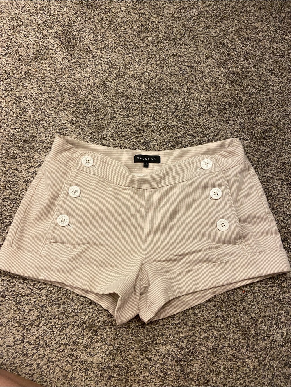 Talula Cream High-Rise Sailor Button Shorts